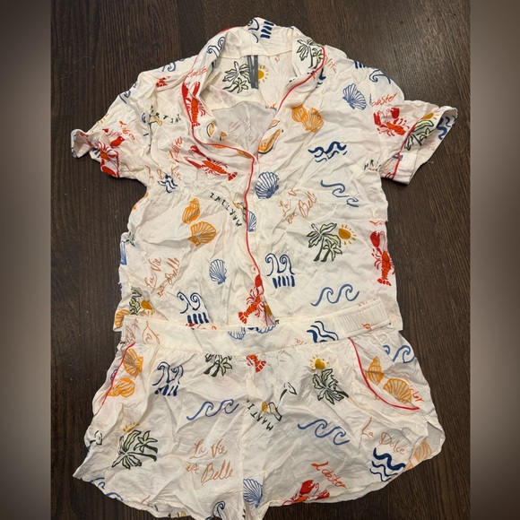 Anthropologie Other - Anthropologie White Shell & Nautical Print Short Pajama Set